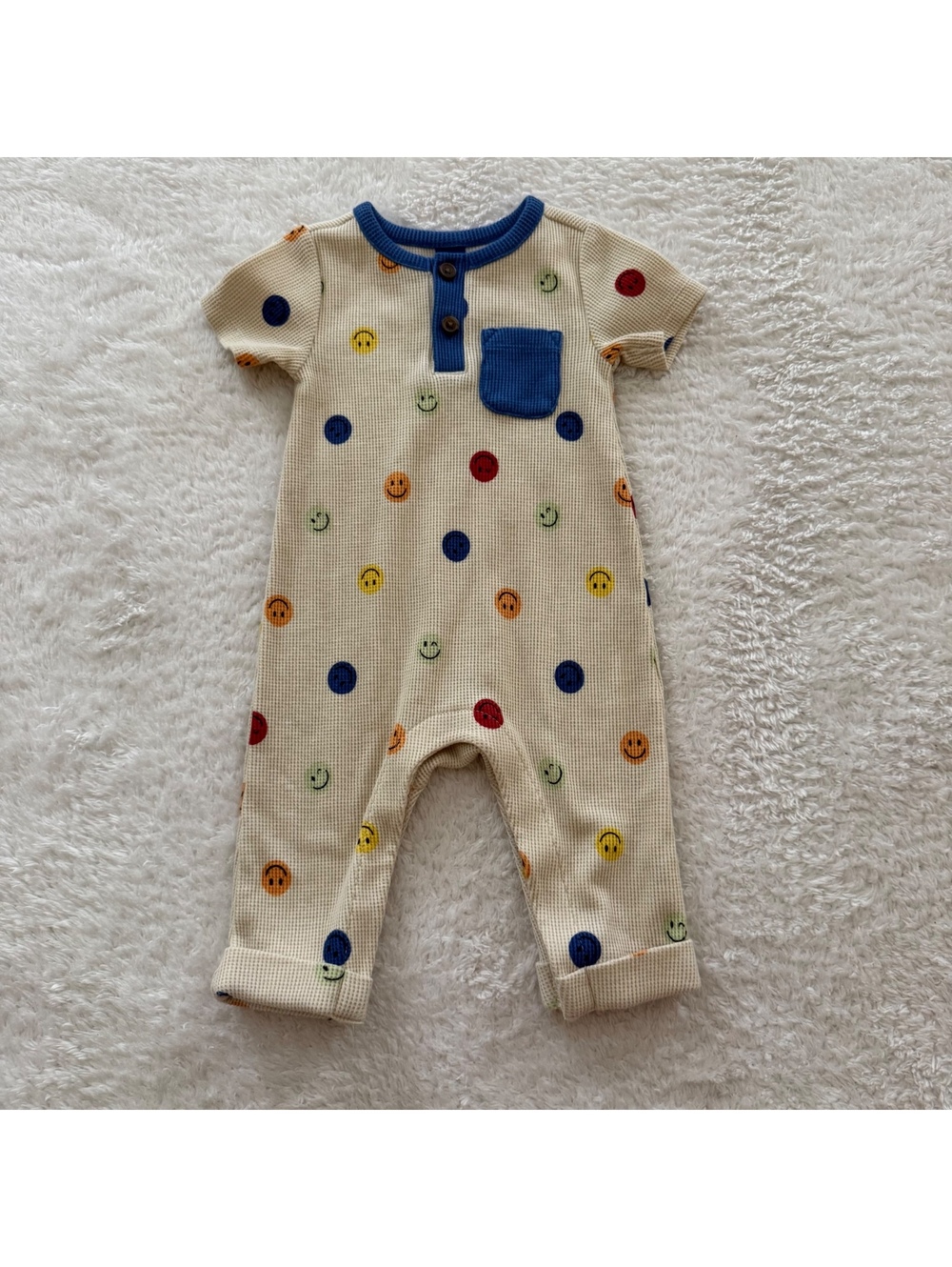 3-6m Smiley Beige Romper